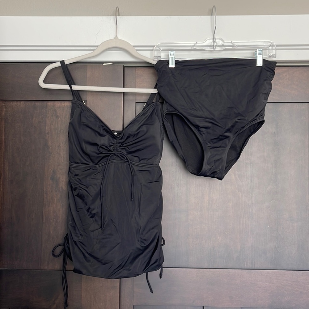 Gap Body Maternity Black Swimsuit Tankini Set Top and Bottoms in Black Size XS